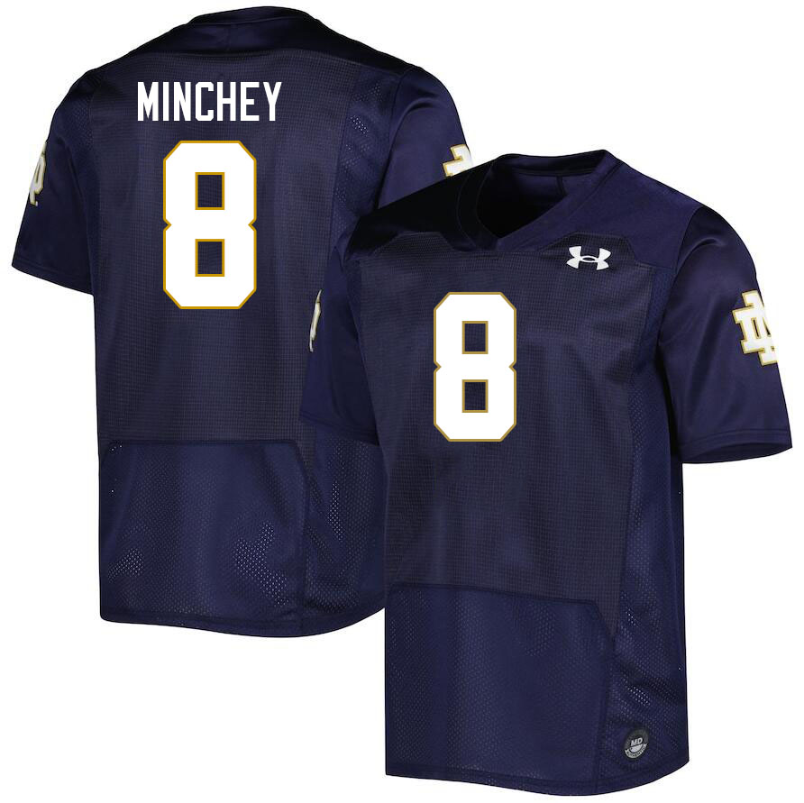 Men #8 Kenny Minchey Notre Dame Fighting Irish College Football Jerseys Stitched-Navy - Click Image to Close